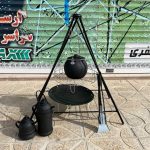 پک کامل منقل تاشو مسافرتی یک متری ساده پک کامل شامل(منقل تاشو یک متری-ساج گرانیت ضخیم-توری گریل-دیزی۶نفره-انبر بیلچه-شامورتی ۳لیتری)