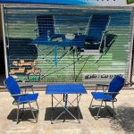 ست دو نفره صندلی مسافرتی تاشو مدل سوپرvip پلاس پارچه طرحدار و میز تاشو استراکچر درجه یک